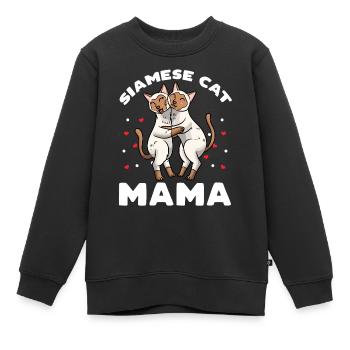 Chat siamois Mama Mese Mama - Sweat Premium enfant bio - noir - Devant - AI Model Kid Female (0cm)