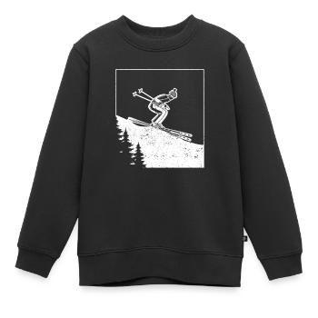 Skiliebhaber Lustig Skifahren Wintersport Alpin - Kinder Premium Organic Sweatshirt - Schwarz - Vorne - AI Model Kid Female (0cm)