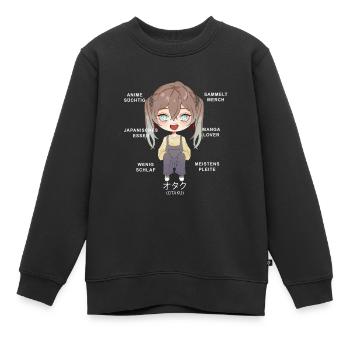 Otaku Anime Fille - Sweat Premium enfant bio - noir - Devant - AI Model Kid Female (0cm)
