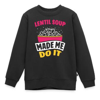 La soupe aux lentilles m’a fait utiliser des lentilles aux lentilles - Sweat Premium enfant bio - noir - Devant - AI Model Kid Female (0cm)