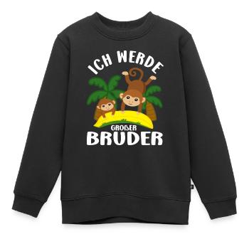 Ich Werde Großer Bruder Affen Geschwisterkind - Kinder Premium Organic Sweatshirt - Schwarz - Vorne - AI Model Kid Female (0cm)