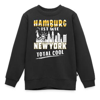 HAMBURG IST WIE NEW YORK - Kinder Premium Organic Sweatshirt - Schwarz - Vorne - AI Model Kid Female (0cm)