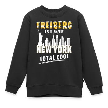 FREIBERG IST WIE NEW YORK - Kinder Premium Organic Sweatshirt - Schwarz - Vorne - AI Model Kid Female (0cm)