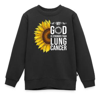 Sensibilisation au cancer du poumon Tournesol - Sweat Premium enfant bio - noir - Devant - AI Model Kid Female (0cm)