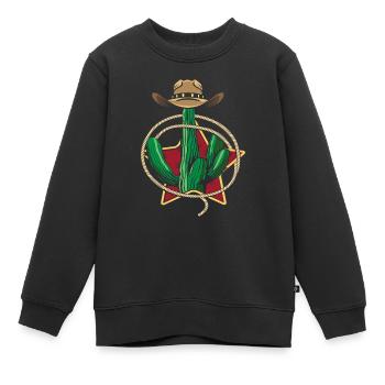 Western Kaktus - Kinder Premium Organic Sweatshirt - Schwarz - Vorne - AI Model Kid Female (0cm)