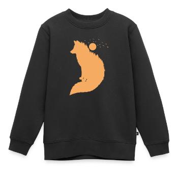Fuchs vor Mond Rotfuchs Wildtier - Kinder Premium Organic Sweatshirt - Schwarz - Vorne - AI Model Kid Female (0cm)