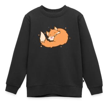 Fuchs träumt Tier Natur Umwelt Rotfuchs - Kinder Premium Organic Sweatshirt - Schwarz - Vorne - AI Model Kid Female (0cm)