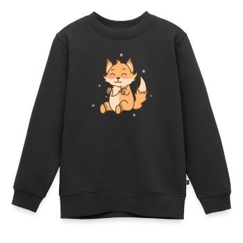 Fuchs freut sich mit geschlossenen Augen - Kinder Premium Organic Sweatshirt - Schwarz - Vorne - AI Model Kid Female (0cm)