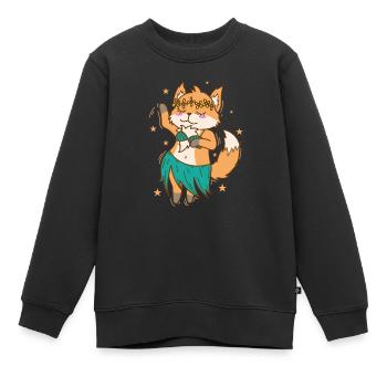 Fuchs macht Bauchtanz lustig Tier Natur - Kinder Premium Organic Sweatshirt - Schwarz - Vorne - AI Model Kid Female (0cm)