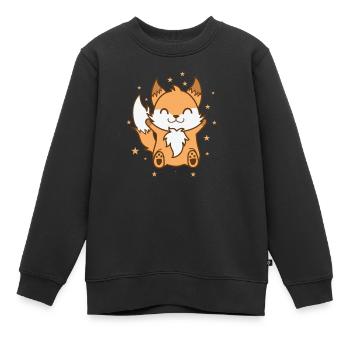 Fuchs freut sich Tierpark Tier Natur Umwelt - Kinder Premium Organic Sweatshirt - Schwarz - Vorne - AI Model Kid Female (0cm)