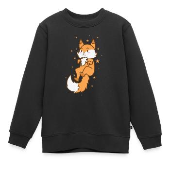 Fuchs im Weltall Zoo Tier Natur Umwelt - Kinder Premium Organic Sweatshirt - Schwarz - Vorne - AI Model Kid Female (0cm)