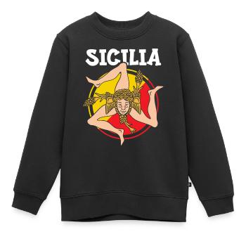 Sicile drapeau Sicile Palerme Italie - Sweat Premium enfant bio - noir - Devant - AI Model Kid Female (0cm)