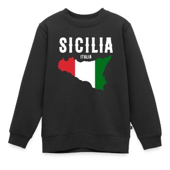 Sicily flag Sicily Palermo Italy - Kids Premium Organic Sweatshirt - black - Front - AI Model Kid Female (0cm)