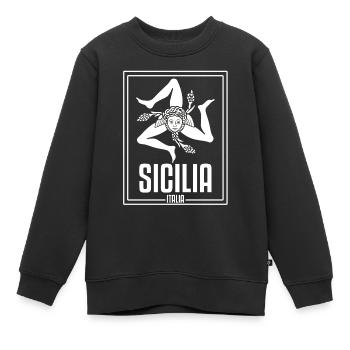 Sicile drapeau Sicile Palerme Italie - Sweat Premium enfant bio - noir - Devant - AI Model Kid Female (0cm)