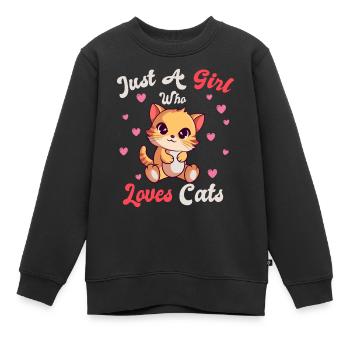 Nur Ein Mädchen Das Katzen Liebt Kätzchen - Kinder Premium Organic Sweatshirt - Schwarz - Vorne - AI Model Kid Female (0cm)