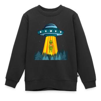 Weltraum Alien Raumschiff Katze Ufo Außerirdischer - Kinder Premium Organic Sweatshirt - Schwarz - Vorne - AI Model Kid Female (0cm)