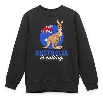 Kangaroo Australia appelle le drapeau de l’outback mignon K - Sweat Premium enfant bio - noir - Devant - AI Model Kid Female (0cm)