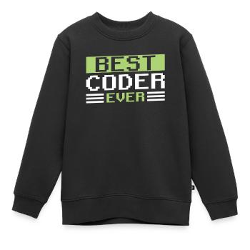 Meilleur programmeur de code de code jamais Coder - Sweat Premium enfant bio - noir - Devant - AI Model Kid Female (0cm)