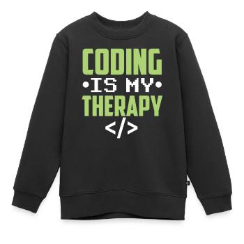 Programmieren Ist Meine Therapie Coder Code Coding - Kinder Premium Organic Sweatshirt - Schwarz - Vorne - AI Model Kid Female (0cm)