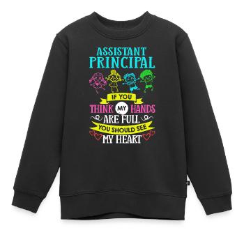 Chef d’établissement Directeur Directeur Directeur de la direction de l’école - Sweat Premium enfant bio - noir - Devant - AI Model Kid Female (0cm)