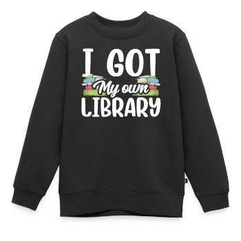 J’ai mon propre bibliothécaire - Sweat Premium enfant bio - noir - Devant - AI Model Kid Female (0cm)