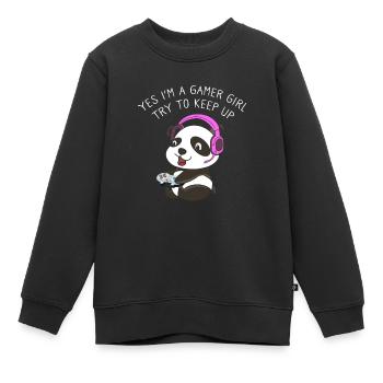 Gamer Girl Try To Keep Up Casque Gamer Panda - Sweat Premium enfant bio - noir - Devant - AI Model Kid Female (0cm)