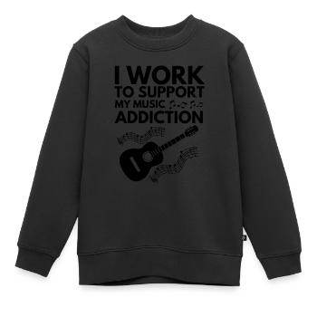 Je travaille pour soutenir ma dépendance à la musique - Funny Music - Sweat Premium enfant bio - noir - Devant - AI Model Kid Female (0cm)