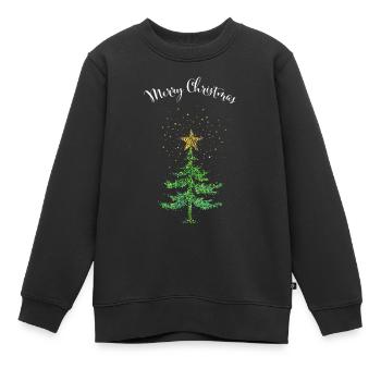 Merry Christmas Weihnachtsbaum Weihnachtsstern - Kinder Premium Organic Sweatshirt - Schwarz - Vorne - AI Model Kid Female (0cm)