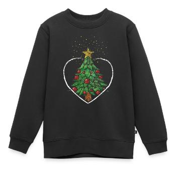 Arbre de Noël Arbre de Noël poinsettia - Sweat Premium enfant bio - noir - Devant - AI Model Kid Female (0cm)