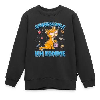 Grundschule ich komme Einschulung Kätzchen - Kinder Premium Organic Sweatshirt - Schwarz - Vorne - AI Model Kid Female (0cm)