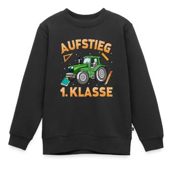 Aufstieg 1. Klasse Traktor - Kinder Premium Organic Sweatshirt - Schwarz - Vorne - AI Model Kid Female (0cm)