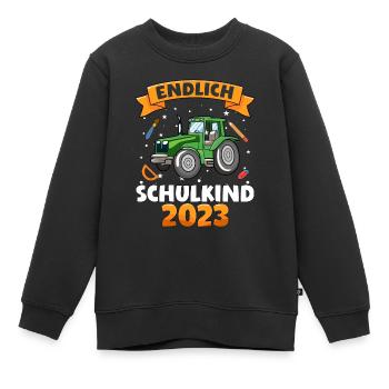 Endlich Schulkind 2023 1. Klasse - Kinder Premium Organic Sweatshirt - Schwarz - Vorne - AI Model Kid Female (0cm)