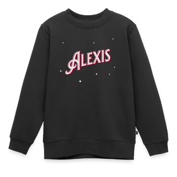 Alexis name personalized - Kids Premium Organic Sweatshirt - black - Front - AI Model Kid Female (0cm)