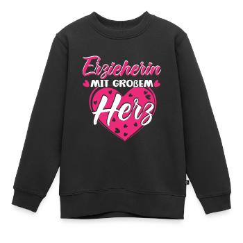 Kindergärtnerin Erzieherin mit großem Herz - Kinder Premium Organic Sweatshirt - Schwarz - Vorne - AI Model Kid Female (0cm)
