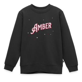 Nom Ambre personnalisé - Sweat Premium enfant bio - noir - Devant - AI Model Kid Female (0cm)