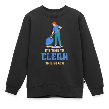 Es Ist Zeit Diesen Strand Zu Säubern Strände - Kinder Premium Organic Sweatshirt - Schwarz - Vorne - AI Model Kid Female (0cm)