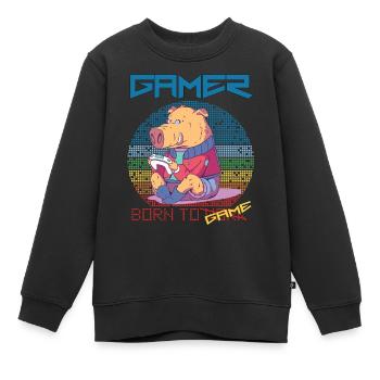 Funny Gamer Video Games Born To Gaming Retro Game - Kinder Premium Organic Sweatshirt - Schwarz - Vorne - AI Model Kid Female (0cm)