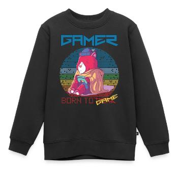 Gamer Funny Video Games Born To Gaming Retro Game - Kinder Premium Organic Sweatshirt - Schwarz - Vorne - AI Model Kid Female (0cm)