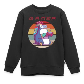 Jeux vidéo drôles Jeux de console rétro Penguin Jeu - Sweat Premium enfant bio - noir - Devant - AI Model Kid Female (0cm)