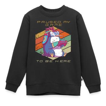 Video Games Gamer Paused My Game Retro Gaming Peng - Kinder Premium Organic Sweatshirt - Schwarz - Vorne - AI Model Kid Female (0cm)