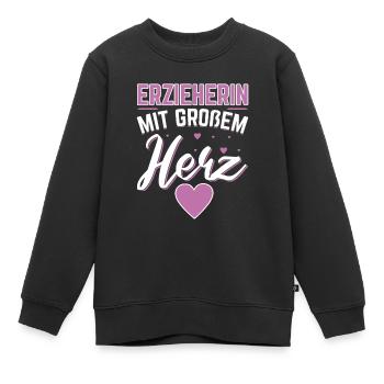 Kindergärtnerin Erzieherin mit großem Herz - Kinder Premium Organic Sweatshirt - Schwarz - Vorne - AI Model Kid Female (0cm)