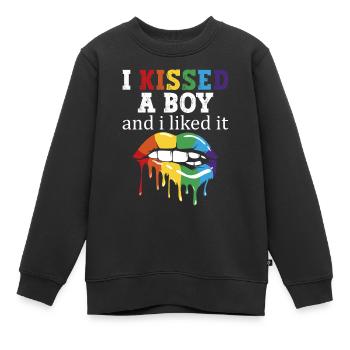 J’ai embrassé un garçon et ça m’a fait - Sweat Premium enfant bio - noir - Devant - AI Model Kid Female (0cm)