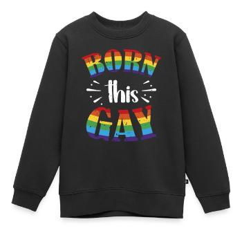 Né ce drapeau de la Gay Pride arc-en-ciel - Sweat Premium enfant bio - noir - Devant - AI Model Kid Female (0cm)