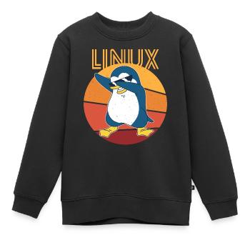 Linux Admin Cool Penguin Nerd Informatics - Sweat Premium enfant bio - noir - Devant - AI Model Kid Female (0cm)