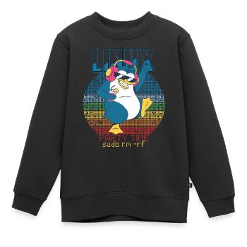 Linux Party Sudo Root Geek Admin Penguin Nerd Prog - Sweat Premium enfant bio - noir - Devant - AI Model Kid Female (0cm)