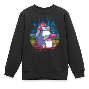 Linux Gamer Sudo Root Geek Admin Penguin Nerd Prog - Sweat Premium enfant bio - noir - Devant - AI Model Kid Female (0cm)