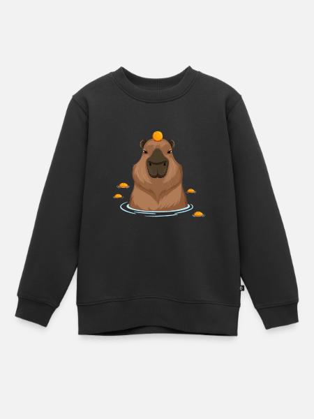 Lustige Capybara Orangen Nagetier Meerschweinchen Liebhaber Wortspiel - Kinder Premium Organic Sweatshirt - Schwarz