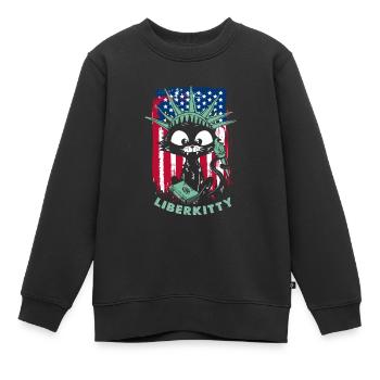 Katze Freiheitsstatue Liberkitty - Kinder Premium Organic Sweatshirt - Schwarz - Vorne - AI Model Kid Female (0cm)
