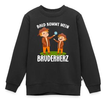Großer Bruder Idee Bald Kommt Mein Bruderherz - Kinder Premium Organic Sweatshirt - Schwarz - Vorne - AI Model Kid Female (0cm)