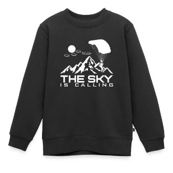 The Sky Is Calling Fallschirm - Kinder Premium Organic Sweatshirt - Schwarz - Vorne - AI Model Kid Female (0cm)